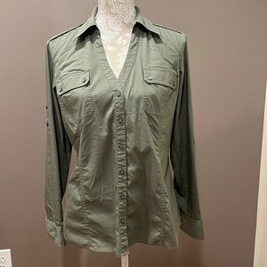 Express Green Button Down Top